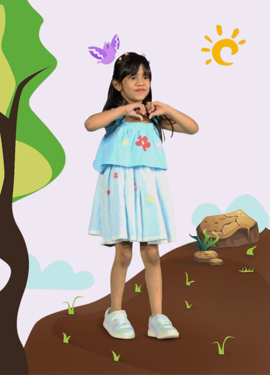 Sky Daisy Gathered Dress - Daisy Dreamland Collection